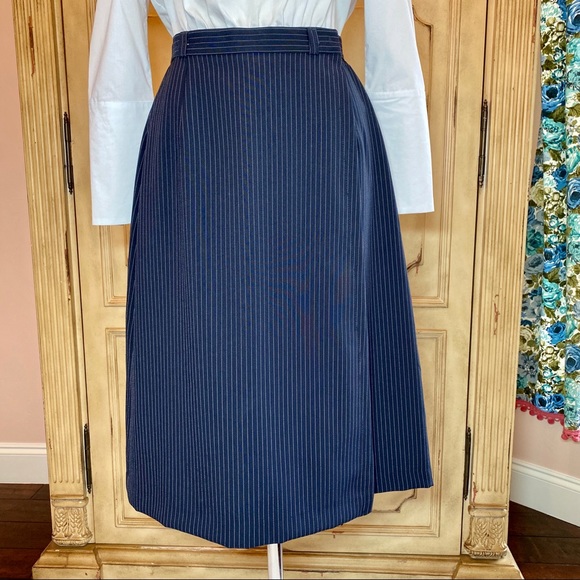 Vintage 70’s/80’s Alex Colman Pinstripe Wrap Skirt - Picture 3 of 14